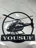 Personalized LED Helicopter Metal Sign, Custom Pilot Name Wall Art, Aviation Decor, Military Helicopter Gift, Man Cave Decor