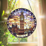 London Big Ben Stained Glass Suncatcher, Iconic UK Landmark Window Hanging, British Architecture Glass Art, Travel Gift for London Lovers