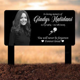 Personalized Photo Memorial Plaque, Custom Photo Grave Marker, Grave Marker with Photo and Rose, Rose Metal Memorial Stake,