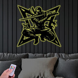 Ninja Star Metal Wall Art, Samurai Sword Wall Decor, Shuriken Warrior Sign, Cool Ninja Decor for Gamer Room, Teen Boy or Martial Arts Gift