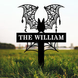 Metal Sign Bat Halloween Name Sign, Personalized Name LED Lights, Halloween Sign, Outdoor Door Monogram, Halloween Metal sign