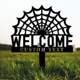 Halloween Welcome Sign Metal Sign Name Sign, Personalized Name LED Lights, Halloween Sign, Outdoor Door Monogram, Halloween Metal sign