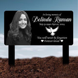 Custom Photo Grave Marker, Temporary Grave Marker With Photo, Outdoor Memorial Plaque, Sympathy Plaque, Dove Remembrance Yard Sign
