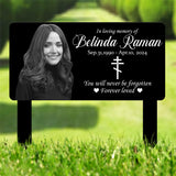 Custom Photo Grave Marker, Temporary Grave Marker With Photo, Outdoor Memorial Plaque, Sympathy Plaque, Remembrance, Greek Orthodox cross