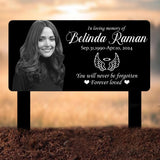 Custom Photo Grave Marker, Temporary Grave Marker With Photo And Swings Symbol, Outdoor Memorial Plaque, Sympathy Plaque, Remembrance Plaque
