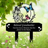 Personalized Butterfly Memorial Garden Stake for Grandmother, Floral Sympathy Grave Marker, Outdoor Remembrance Gift for Loss of Grandma