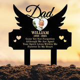 Personalized Dad Memorial Garden Stake with Wings and Photo, Custom Grave Marker Sign, In Loving Memory Outdoor Tribute Plaque