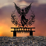 Personalized Angel Memorial Garden Stake with Name and Years, Elegant Remembrance Grave Marker, Outdoor Tribute for Loved One