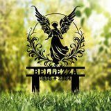 Personalized Angel Memorial Garden Stake with Name and Years, Elegant Remembrance Grave Marker, Outdoor Tribute for Loved One