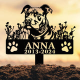Custom Dog Memorial Garden Stake with Detailed Pet Portrait, Paw Prints, Name & Years, Personalized Outdoor Tribute Grave Marker