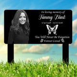 Personalized Photo Memorial Plaque, Custom Photo Grave Marker, Grave Marker with Photo and Butterfly, Butterfly Metal Memorial Stake,