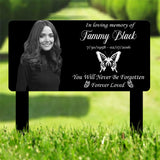 Personalized Photo Memorial Plaque, Custom Photo Grave Marker, Grave Marker with Photo and Butterfly, Butterfly Metal Memorial Stake,