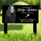 Personalized Photo Memorial Plaque, Custom Photo Grave Marker, Grave Marker with Photo and Rose, Rose Metal Memorial Stake,