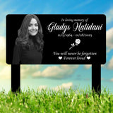 Personalized Photo Memorial Plaque, Custom Photo Grave Marker, Grave Marker with Photo and Rose, Rose Metal Memorial Stake,