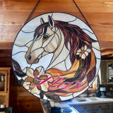 Horse Stained Glass Suncatcher, Equestrian Window Hanging, Horse Lover Decor, Ranch Farmhouse Art, Gift for Rider, Horse Owner Gift
