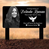 Custom Photo Grave Marker, Temporary Grave Marker With Photo, Outdoor Memorial Plaque, Sympathy Plaque, Dove Remembrance Yard Sign