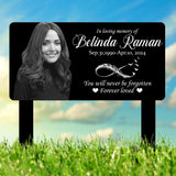 Custom Photo Grave Marker, Temporary Grave Marker With Photo, Outdoor Memorial Plaque, Sympathy Plaque, Remembrance Plaque, Feather Symbol