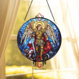 Archangel Michael Stained Glass Suncatcher, Warrior Angel Window Panel, Spiritual Protection Decor, Christian Religious Gift