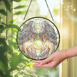 Angel Wings Glass Suncatcher: Memorial Window Decor, Sympathy Gift