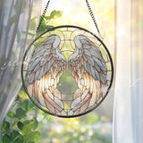 Angel Wings Glass Suncatcher: Memorial Window Decor, Sympathy Gift