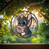 Baby Dragon Suncatcher: Stained Glass Window Panel, Fantasy Book Lover Gift