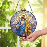 Jesus Christ Stained Glass Suncatcher, Radiant Savior Window Panel, Christian Religious Decor, Easter Resurrection Gift, Faith Wall Art