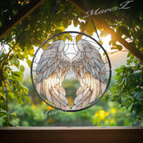 Angel Wings Glass Suncatcher: Memorial Window Decor, Sympathy Gift