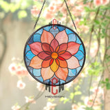 Sunburst Flower Stained Glass Suncatcher, Colorful Round Floral Panel for Window, Bright Boho Garden Decor, Handmade Gift Idea
