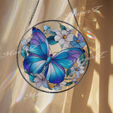 Butterfly Suncatcher: Floral Stained Glass Window Panel