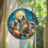 Raccoon Suncatcher: Moonlight Stained Glass Window Decor