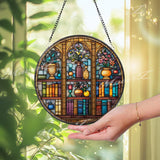 Bookshelf Suncatcher: Stained Glass Library Decor for Book Lovers