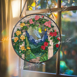 Rose Archway Suncatcher: Floral Garden Window Hanging, Cottagecore Decor