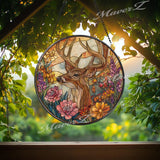 Deer Stained Glass Suncatcher: Buck in Wildflowers Window Hanging