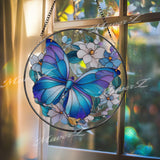 Butterfly Suncatcher: Floral Stained Glass Window Panel