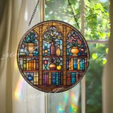 Bookshelf Suncatcher: Stained Glass Library Decor for Book Lovers