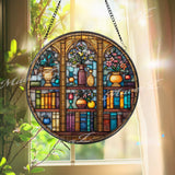 Bookshelf Suncatcher: Stained Glass Library Decor for Book Lovers