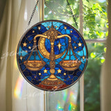 Jesus Ascension Stained Glass Suncatcher, Round Window Panel with Disciples, Christian Religious Wall Hanging, Faith Home Decor Gift