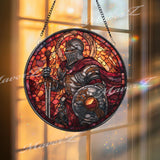 Halloween Raccoon Stained Glass Suncatcher, Round Witch Hat Candy Pumpkin Window Panel, Cute Spooky Fall Home Decor Gift