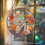 Warrior Knight Acrylic Suncatcher, Stained Glass Style Medieval Soldier with Spear and Shield, Fantasy Window Hanging Home Decor