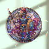 Archangel Acrylic Suncatcher, Stained Glass Style Angel with Sword and Shield, Guardian Angel Window Hanging, Spiritual Home Decor