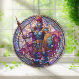 Archangel Acrylic Suncatcher, Stained Glass Style Angel with Sword and Shield, Guardian Angel Window Hanging, Spiritual Home Decor