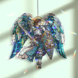 Nativity Acrylic Suncatcher, Holy Family Christmas Window Hanging, Stained Glass Style Nativity Scene with Sheep, Religious Holiday Decor