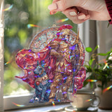 Warrior and Hound Stained Glass Suncatcher, Mythological Soldier with Spear and Dog, Fantasy Window Hanging, Gothic Home Decor