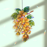 Golden Wisteria Acrylic Suncatcher, Stained Glass Style Yellow Flower Window Hanging, Botanical Nature Home Decor, Garden Lover Gift