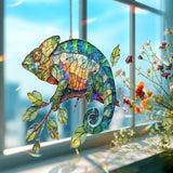 Chameleon Stained Glass Suncatcher, Colorful Lizard Window Hanging, Gecko Style Reptile Decor, Vibrant Nature Acrylic Gift