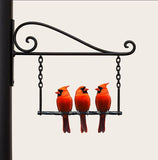 Red Cardinal Birds Hanging Sign, Metal Wall Decor, Three Cardinals Art, Bird Lover Gift, Outdoor Garden Decoration