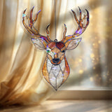 Deer Head Acrylic Suncatcher, Stained Glass Style Buck Antler Window Hanging, Rustic Cabin Decor, Nature Wildlife Wall Art Gift