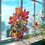 Autumn Leaves Acrylic Suncatcher, Stained Glass Style Potted Plant Window Hanging, Fall Nature Inspired Seasonal Home Decor Gift