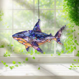 Shark Acrylic Suncatcher, Stained Glass Style Ocean Animal Window Hanging, Nautical Marine Life Home Decor Gift for Beach and Sea Lovers