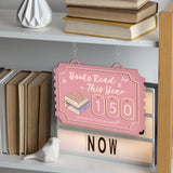 Pink Book Tracker Sign, Custom Reading Goal Counter, Personalized Library Decor, Book Lover Gift, Reading Progress Display